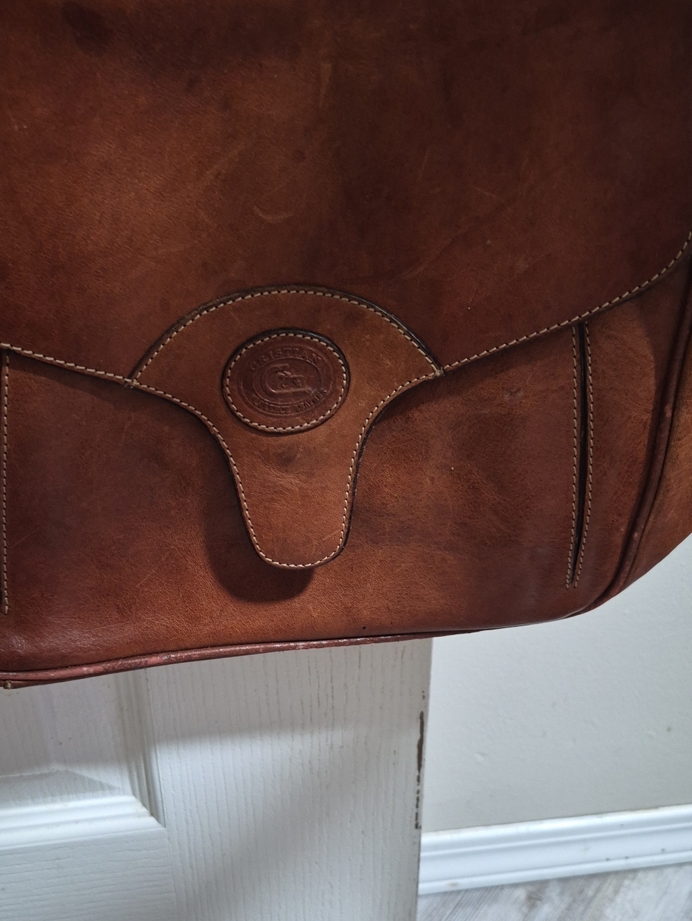 Unbranded Tan Leather Briefcase Messenger with Flap